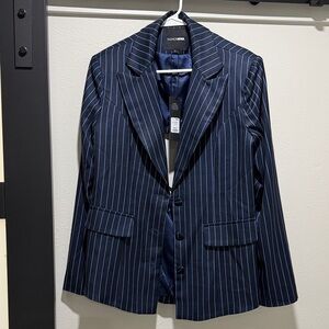 Fashion Nova Men's Striped Navy Blazer